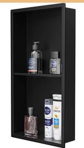lot 6171 image: Stainless Steel Shower Niche 24 X 12 Matte Black No Tile Needed Niche Shower with Double Shelves