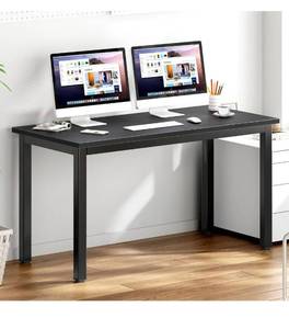 lot 6179 image: DlandHome Large Computer Desk, Composite Wood Board, Decent and Steady Home Office DeskWorkstationTable 54.3inch Black Black