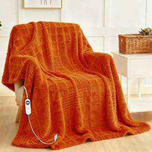 lot 6182 image: Heated Blanket ElectricThrow, Waffle Heating Blanket with 12 Heat Levels, Fast Heating Blanket with 1-12 Timer Settings, Overheat Protection with ETL & FCC for Home Office (Orange, Singe(50x60))