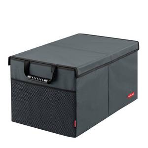 lot 6190 image: Rubbermaid Car Organizer, Collapsible Trunk Organizer, Multi-Compartment Car Storage Organization for Car Accessories, 2 Compartments With Cover, 21.6514.1712.2 - Gray