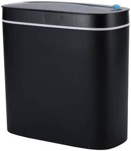 lot 6196 image: Sooyee 14 litres Automatic Bathroom Trash Can with lid,3.6 Gallon Touchless Trash Can or Kick for Kitchen,Office,Bedroom,Bathroom,Living Room,Black