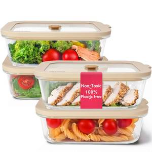 lot 6205 image: Non-Toxic 35 Oz (4.4 Cup) Glass Storage Containers with Lids Plastic Free Meal Prep Containers for Lunch, Airtight Food Storage, Microwave and Freezer Safe, 4 Pack - Ziruma