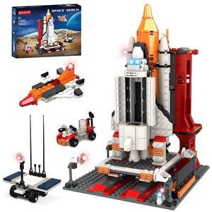 lot 6206 image: BIZNESMEN 704 PCS Space Shuttle Exploration Rocket Launch Center Block Set, 4-in-1 STEM Aerospace Rocket Building Block Toys for Boys and Girls Ages 6 7 8 9 10 11 12, Ideal for Holidays and Parties