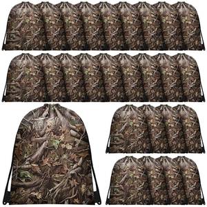 lot 6208 image: Kacctyen 30 Pcs Forest Camouflage Drawstring Backpack Bulk for Men Women Realistic Camouflage Hunting Camo Gift Bags for Gym Traveling Hunter Themed Party