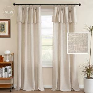 lot 6223 image: H.VERSAILTEX Linen Curtains with Attached Valance 108 Inch Length for Living Room Window Curtain Drapes 2 Panels Set for Farmhouse Treatments Rod PocketRing Top for Bedroom 52 x 108 Inch, Linen