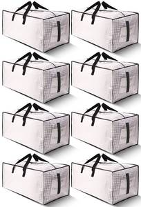 lot 6225 image: HOMESURE 8 Pack Large Strong Moving Bags with Zippers & Carrying Handles - Water-Resistant - Heavy Duty Storage Tote for Space Saving, Fold Flat, Alternative to Moving Box (Semi-Transparent)
