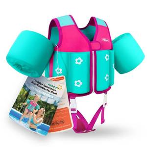 lot 6232 image: AEOCOO Kids Pool Floaties 1-2-3-5-7-9 Years Old, Toddler Swim Vest 20-30-50-70 Pounds, Comfortable Extended Wear Kids Float Jacket with Crotch Strap, Bright Design and Unpadded Sides, Pink