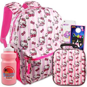 lot 6238 image: Hello Kitty Backpack with Lunch Box - Bundle with Backpack, Lunch Bag, Stickers, More  Hello Kitty School Supplies for Kids