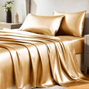 lot 6239 image: CozyLux Satin Sheets Full Size Sheets - 4 Piece Silky Full Size Bed Sheets, Luxury Gold Full Bed Set with Smooth and Soft Microfiber, Includes 1 Fitted Sheet, 1 Flat Sheet and 2 Pillowcases