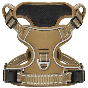 lot 6240 image: HEELE Dog Harness, Dog Harness for Small Medium Large Dogs No Pull Adjustable Padded Reflective Harness with Handle for Walking Training, Brown, M