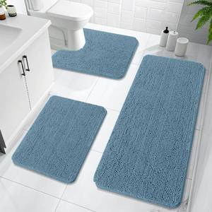 lot 6241 image: OLANLY Bathroom Rugs Sets 3 Piece, Soft Absorbent Chenille Bath Mats and U-Shaped Contour Toilet Rug, Quick Dry, Home Decor Accessories, Bath Mat Set for Bathroom (47x2024x1624x20, Airy Blue)