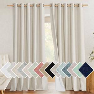 lot 6246 image: NICETOWN Extra Long Natural Linen 100% Blackout Curtains 120 inches Length 2 Panels Set with Thermal Insulated Liners, 62 Width, Farmhouse Style Window Draperies for Patio Sliding Glass Door