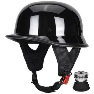 lot 6251 image: QUICKOOL DOT Certified German Style Motorcycle Half Helmet, Vintage ABS Lightweight Helmet for Adults, Retro Half Face Helmet for Cruiser Scooter Chopper (Gloss Black,M)