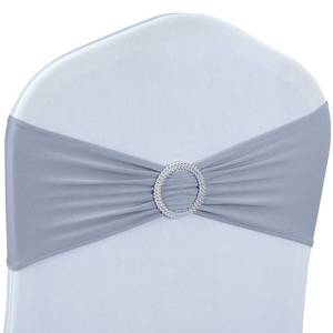 lot 6255 image: Spandex Chair Sashes Bows - Babenest 50PCS Premium Stretch Chair Cover Band with Buckle Slider Universal Elastic Chair Ties for Wedding Party Ceremony Reception Banquet Decoration (Grey)