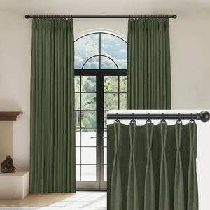 lot 6256 image: CAPALOCA Linen Pinch Pleated Curtains Blackout 100% Black Out Curtains 90 Inches Long 2 Panels with Hooks, Thermal Insulated Pinch Pleat Drapes for Bedroom, 40Wx90L, Loden