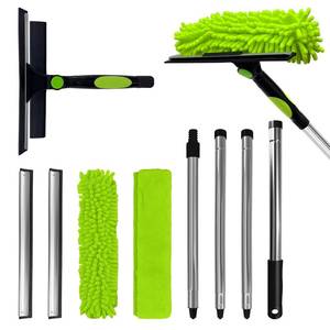lot 6263 image: LILISPAI 67 Window Squeegee Cleaner Tool with Extension Pole, 2-in-1 Squeegee for Window Cleaning Kit with Scrubber and Rotating Head, 2 Blade 2 Scrubber for Indoor & Outdoor High Windows