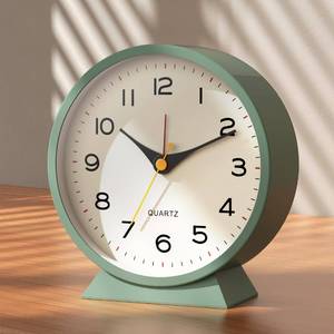 lot 6270 image: AYRELY� 4.5 Analog Alarm Clock,Small Retro Desk Clock Battery Operated,Slient Metal Table Clock with Light for Living Room Decor,Bedroom,Bedside,Shelf (Green)