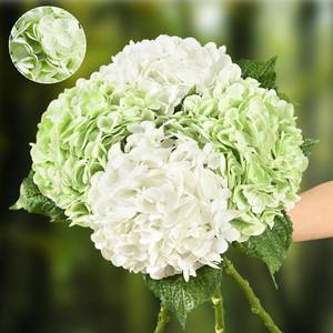 lot 6279 image: Waipfaru 4Pcs Real Touch Hydrangea Artificial Flowers, Green & White Fake Hydrangea Flowers, 21 Lifelike Latex Faux Hydrangea Flowers for Wedding Bouquet Home Decor Centerpieces