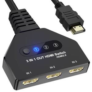lot 6291 image: HDMI Switch 3 in 1 Out, 4K60hz HDMI Splitter, 3 Way HDMI Switcher Supports Full HDCP2.2 1080P 3D Compatible with Roku Fire TV Stick HDTV PS4PS5 Xbox One Chromecast, Compatible with MacWinLinux
