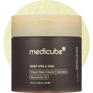 lot 6308 image: medicube Toner Pads Deep Vita C Facial Toner Pad for Uneven Skin Tone & Texture  Vitamin Water and 3 Types of Vitamin, Deeply Hydrating & Resurfacing Pad  Korean Skin Care, 70 Pads (1 Pack)