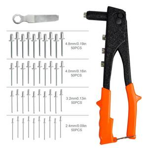 lot 6315 image: BILLION GOLD Rivet Gun, Manual Pop Rivet Gun with 4 Replaceable Nosepieces & 200 PCS Rivets, Hand Riveter for Automotive, Furniture, DIY & Metal Working