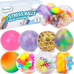 lot 6319 image: Stress Balls Set, Squishy Stress Ball, 8 Pack Stress Relief Ball for Adults, Squeeze Ball for Anxiety and Stress Relief