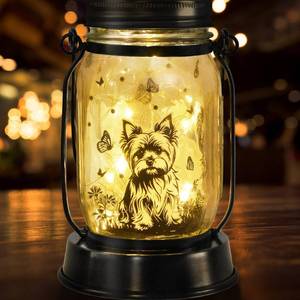 lot 6376 image: Yorkie Dog Gifts for WomenMen Yorkshire Terrier Solar Lanterns Mom Birthday Dog Lovers Lantern Pet loss Pet Memorial Lights Solar Garden Decoration for Yard, Patio,Backyard,Porch Torches Light