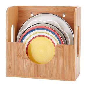 lot 6385 image: UNICRAFTALE BurlyWood Paper Plate Holder Bamboo Wall-mounted Plate Storage Box Dinnerware Holder Rack Square Capacity Vertical Dispenser for Kitchen Pantry Office Party