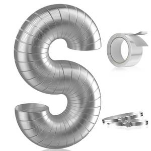 lot 6396 image: Hon&Guan 4-Inch Semi Rigid Dryer Vent Hose, 5 Feet Flexible Aluminum Duct with 2 Clamps and Aluminum Foil Tape