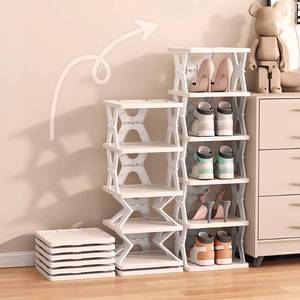 lot 6398 image: XDMTWLKJ Collapsible Shoe RackOrganizer 6 Tiers-Foldable Shoe Racks for Closet, Space-Saving Kids Shoe Storage, No Assembly Shoe Shelves for Entryway, Living Room, Bedroom