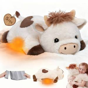lot 6404 image: Mewaii Weighted Stuffed Animals for Adults & Kids, 2-5 lbs - 23 Heatable Coolable Cow Plush, Microwavable Adjustable Removable Inner Pad, Realistic Hug Comfort Gift (White)