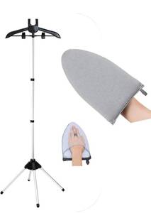 lot 6414 image: Clothes Steamer Stand Hanger with Steamer Ironing Glove for Steaming Clothes, Handheld Garment Steamer Rack with Grey Mini Handhelded Ironing Pad Board
