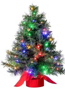 lot 6415 image: JOIEDOMI 242FT Small Tabletop Christmas Tree with Multi-Color LED Lights, Table Top Christmas