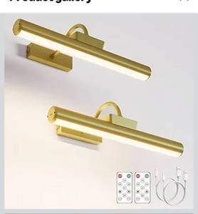 lot 6418 image: Picture Light Battery Operated, 13in Wireless Art Light for Paintings, Dimmable 5000mAh Recharging Battery Picture Light with Remote Control for Wall, Gallery Dartboard Art Bedroom (Gold-2Pack)