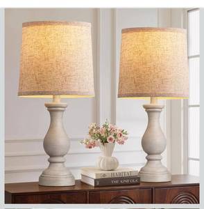 lot 6432 image: Seealle Farmhouse Table Lamps Set of 2 - Rustic Bedroom Lamps for Living Room, 22 Boho Bedside Lamp for Night Stands