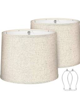 lot 6436 image: Lamp Shades Set of 2 11.6 Top x 12.6 Bottom x 9.8 High Fits Harp-Style Bedside 