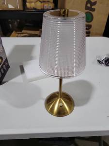 lot 6443 image: Crystal Metal Desk Lamp,3-Color Touch Control, Rechargeable Battery