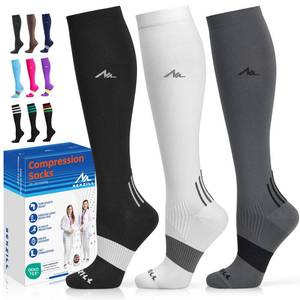 lot 6447 image: NEWZILL Medical Compression Socks for Women & Men, 20-30 mmHg Knee-High Support for Circulation, All-Day Comfort for Work Travel Running Cycling and Fitness (3-Pairs, BlackWhiteGray, LXL)
