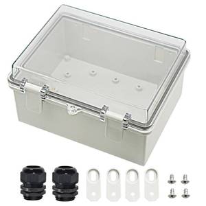 lot 6473 image: Zulkit Junction Box ABS Plastic Dustproof Waterproof IP65 Electrical Boxes Hinged Shell Outdoor Universal Project Enclosure Clear Cover with 2 Cable Glands 8.7 x 6.7 x 4.3 inch (220x170x110 mm)