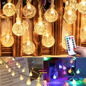 lot 6485 image: Minetom Globe String Lights Plug in - 33 ft 100 LED USB Crystal Globe Fairy Lights with Remote and Timer, Waterproof for Bedroom Tent Porch Patio Party Garden Indoor, Warm White and Multicolor