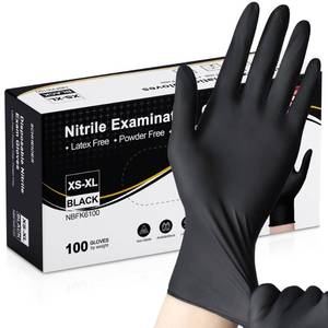 lot 6489 image: Schneider Nitrile Exam Gloves, Black Latex Free Powder Free Disposable Gloves for Medical, Cooking, Cleaning, and Food Prep (Large, 100)
