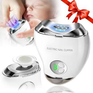 lot 6491 image: Automatic Electric Nail Clipper with LED Light & Nail File, 3 Speeds LCD Digital Display, Nail Clip Storage, USB Rechargeable Safety Fingernail Trimmer for Baby, Kids, Seniors, Caregivers (White)