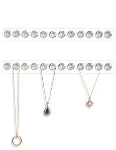lot 6497 image: Mymazn 2 Pack Acrylic Necklaces Holder Hanging Jewelry Organizer Wall Mounted Necklace Hangers with 12 Hooks, Clear Jewelry Hangers for Necklace Organizer for Girls Women, Necklace Hooks for Wall