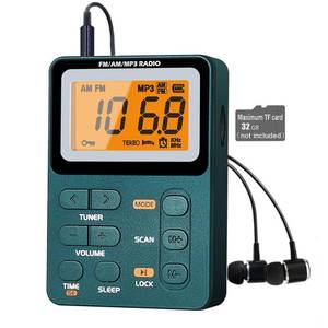 lot 6502 image: Paeiope Portable Radio AM FM, Rechargeable Pocket Speaker with Best Reception Digital Tuning, MP3, Stereo Earphone, Large LCD Screen, TF Card Socket, Transistor Radio for JoggingGymCamping