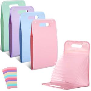 lot 6512 image: Harloon 4 Pcs Vertical Expanding File Organizer 13 Pockets, A4 Expanding File Folder with Colorful Labels and Expandable Cover Large Capacity for Work School Home Office