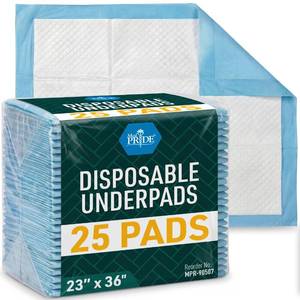 lot 6521 image: MED PRIDE Disposable Underpads 23 X 36 (25-Count) Incontinence Pads, Chux, Bed Covers, Puppy Training  Thick, Super Absorbent Protection for Kids, Adults, Elderly  Liquid, Urine, Accidents