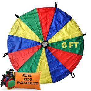lot 6522 image: GSi Kids Play Parachute Rainbow Parachute Toy Tent Game for Kids Gymnastics Cooperative Play and Outdoor Playground Activities (6 Feet)