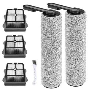 lot 6528 image: (6pcs) Replacement Brush Rollers & HEPA Filters For Tineco Floor ONE S5Floor One S5 Pro 2 Wet Dry Vacuum Cleaner, Replacement Parts Accessories Kit Inclue 3 Vacuum Filter, 2 Brush Rollers