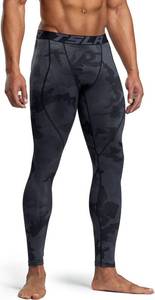 lot 6535 image: TSLA Mens Thermal Compression Pants, Athletic Sports Leggings & Running Tights, Wintergear Base Layer Bottoms, Heatlock Athletic Print Woodland Slash Black, X-Small