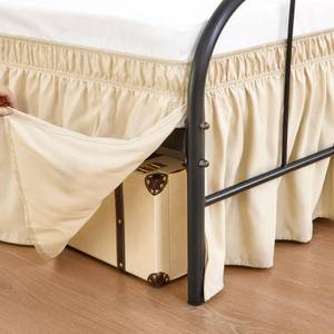 lot 6538 image: RIMELA Light Beige Bed Skirts with Split Corners Queen Size 15 Inch Drop,Elastic Bed Skirting Wrap Around, Easy Install Dust Ruffles Soft Fabric Machine Washable
